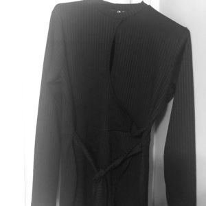 Black loophole wrap dress plus